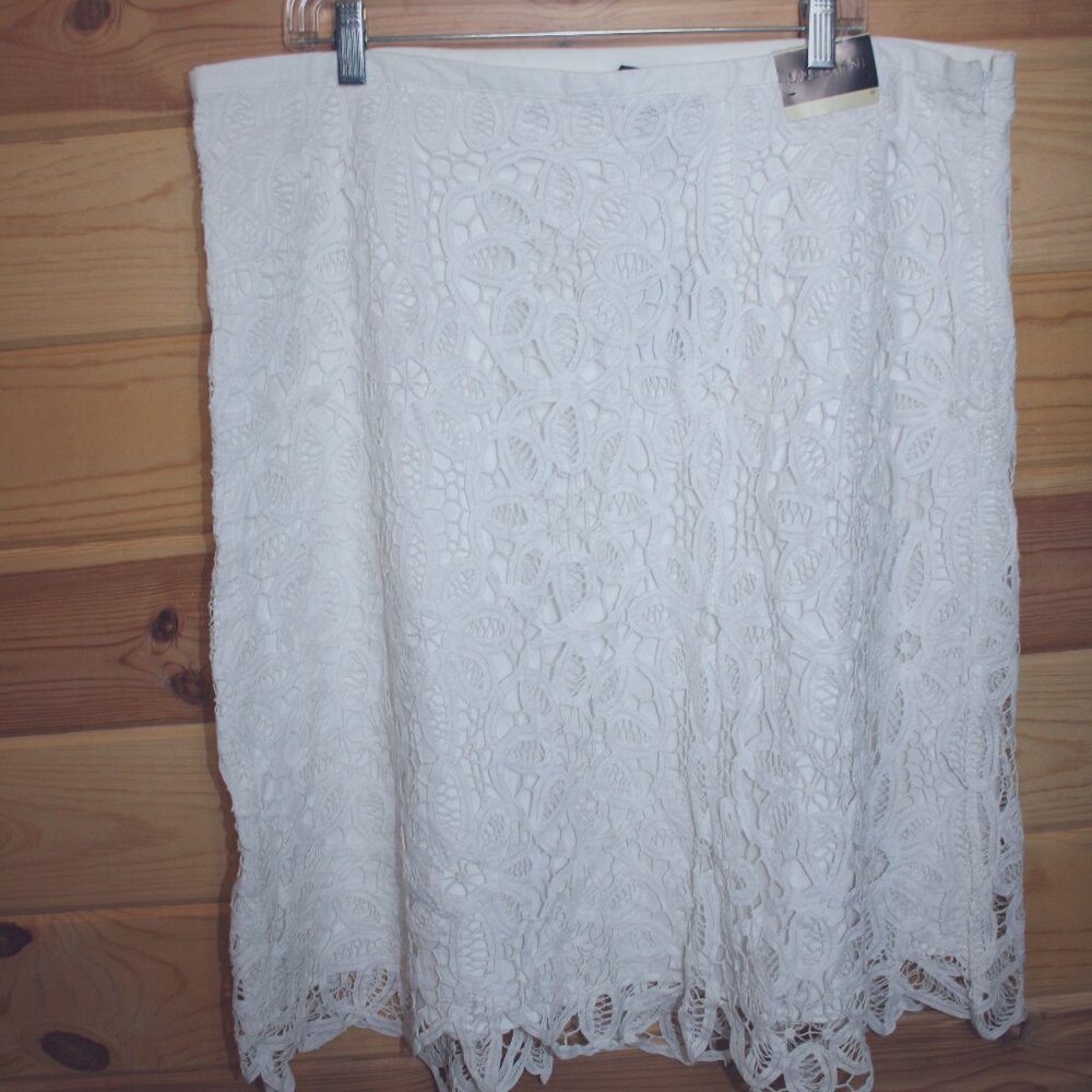 NWTS Lane Byrant White Lace Overlay A Line Skirt Size 20